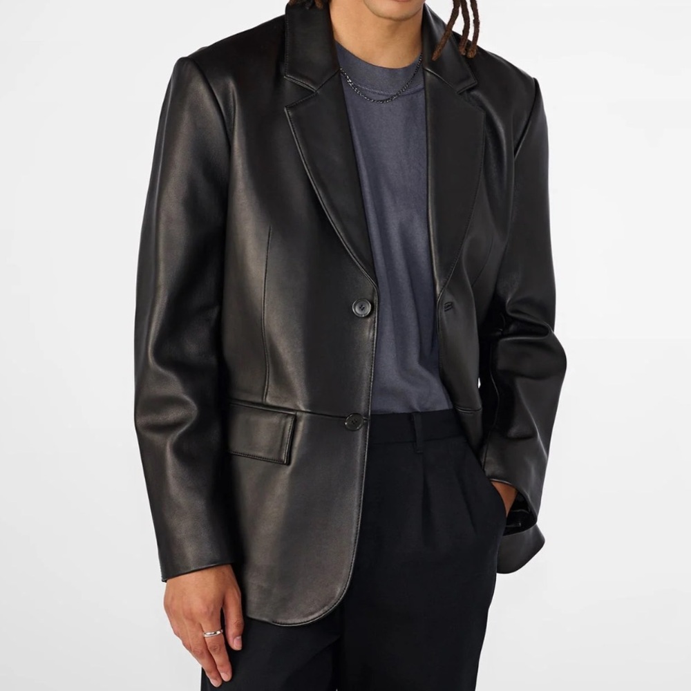 Closed Black Leather Sport Coat